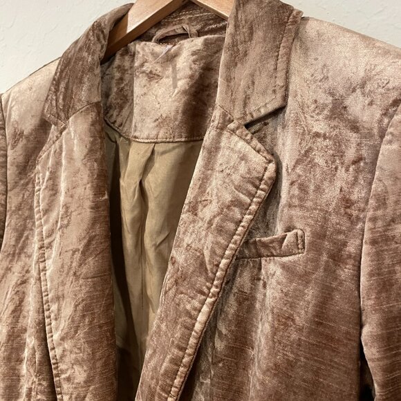 ~ RARE Free People S Boho Blazer Velvety Copper Bronze Gold Soft Button Lapels - Picture 9 of 16